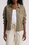 Democracy Cinch Sleeve Denim Jacket In Laurel Oak