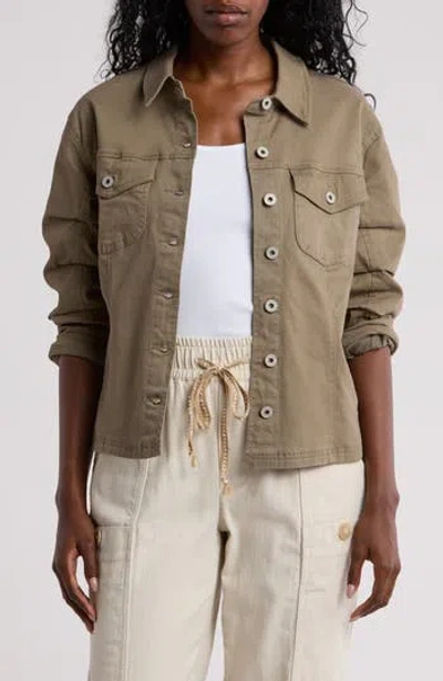 Democracy Cinch Sleeve Denim Jacket In Laurel Oak