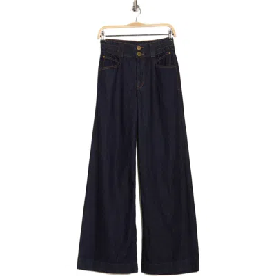 Democracy Cinched Skyrise Wide Leg Jeans In Dark Indigo