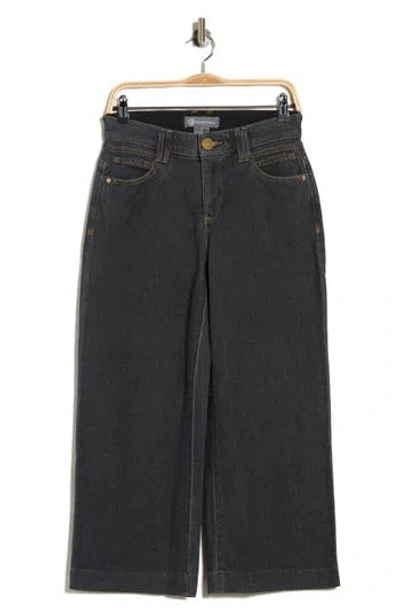 Democracy Contrast Stitched Wide Leg Crop Jeans In Gray W/ Contrast Stitch