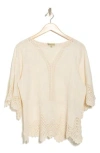 Democracy Crochet Cotton Peplum Top In Natural