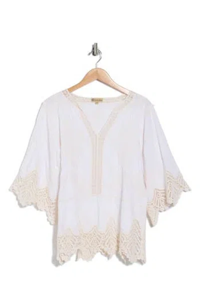 Democracy Crochet Cotton Peplum Top In White