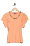 Democracy Crochet Trim T-shirt In Orange