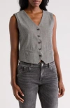 Democracy Crop Button-up Vest In Gray