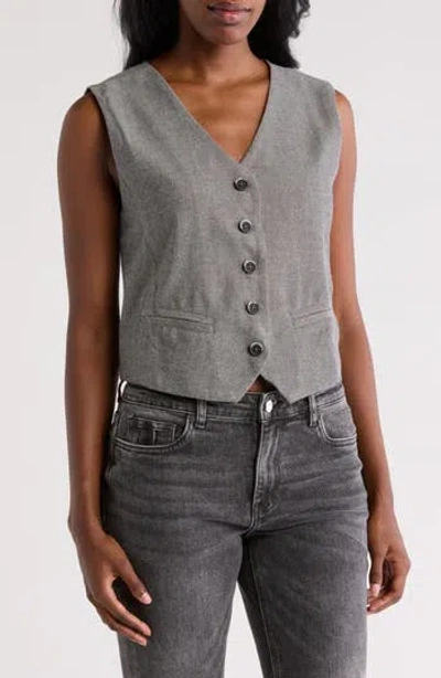 Democracy Crop Button-up Vest In Gray