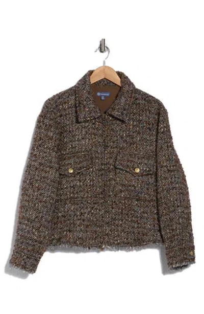 Democracy Crop Tweed Jacket In Brown