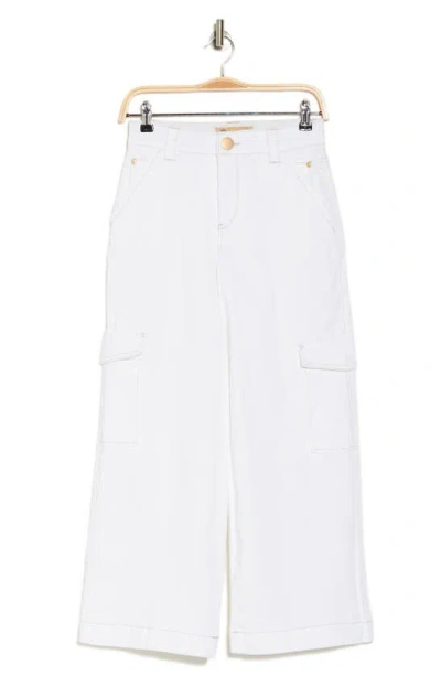 Democracy Crop Wide Leg Cargo Pants In Optic White