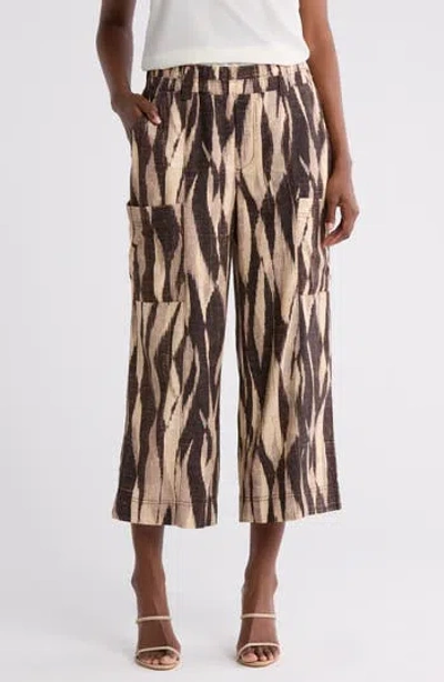 Democracy Crop Wide Leg Pants In Brown