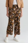 Democracy Crop Wide Leg Pants In Black/gold Multi