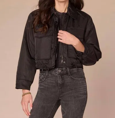 Democracy Cropped Reversible Jacket With Oversized Patch Pockets In Black/grey In Brown