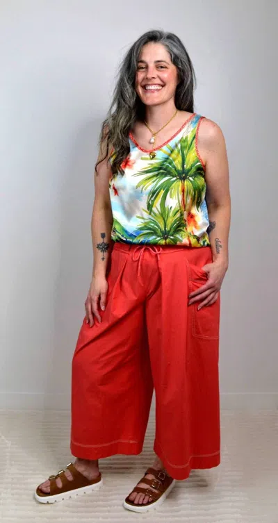 Democracy Cropped Wide Leg Glider Pants In Orange In Multi