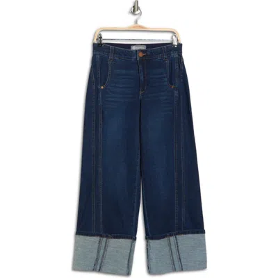 Democracy Cuffed Crop Wide Leg Jeans In Purple