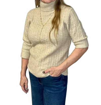 Democracy Cuffed Elbow Sleeve Sweater In Oatmeal In Brown