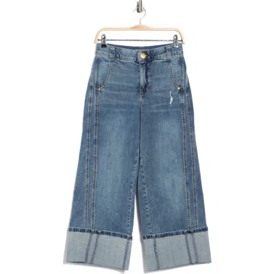 Democracy Cuffed Wide Leg Jeans In Blue