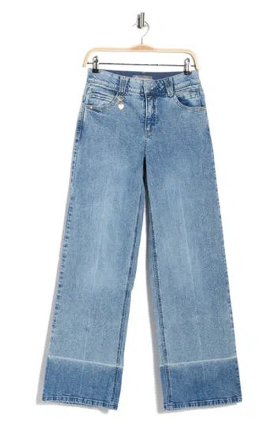 Democracy Cuffed Wide Leg Jeans In Blue