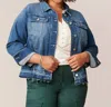 Democracy Curvy Vintage Denim Jacket In Mid Blue In Blue