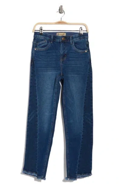 Democracy Diagonal Stitch Frayed Hem Jeans In Blue Indigo