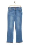 Democracy Distressed Hem Itty Bitty Bootcut Jeans In Mid Blue
