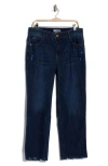 Democracy Distressed Straight Leg Jeans In Blue