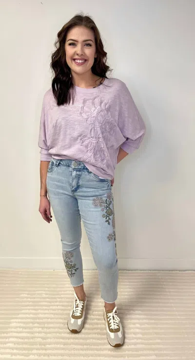 Democracy Dolman Sleeve Knit Top In Lavender In Purple