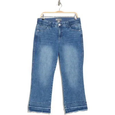 Democracy Double Fray Flare Jeans In Mid Blue
