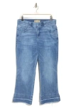 Democracy Double Fray Hem Kick Flare Jeans In Mid Blue Artisinal