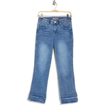 Democracy Double Fray Straight Leg Jeans In Mid Blue