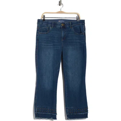 Democracy Double Layer Fray Hem Kick Flare Jeans In Blue