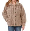Democracy Long Blouson Raglan Sleeve Button Front Jacket In Portobello In Brown