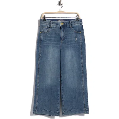 Democracy Double Side Seam Crop Wide Leg Jeans In Blue