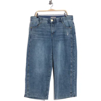 Democracy Double Side Seam Wide Leg Crop Jeans In Blue