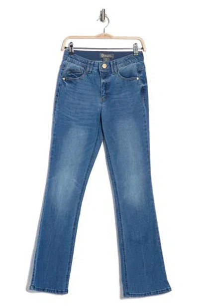 Democracy Embroidered Itty Bitty Bootcut Jeans In Mid Blue