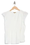 Democracy Embroidered Peplum Top In White