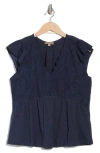Democracy Embroidered Peplum Top