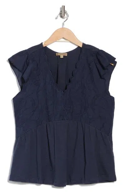 Democracy Embroidered Peplum Top