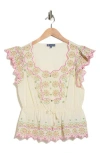 Democracy Embroidered Peplum Top
