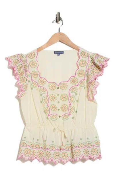Democracy Embroidered Peplum Top