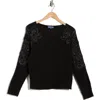 Democracy Embroidered Pullover Sweater In Black