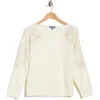 Democracy Embroidered Pullover Sweater In White