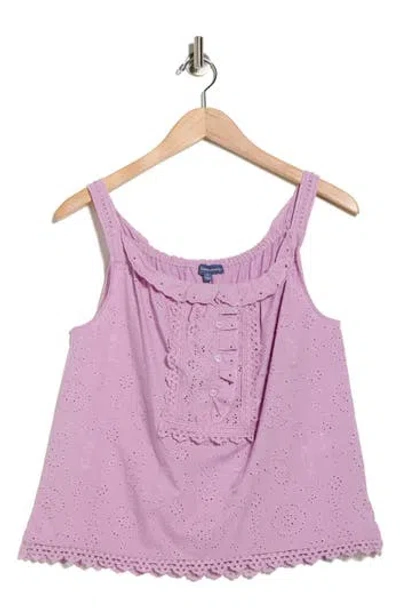 Democracy Eyelet Sleeveless Top In Purple