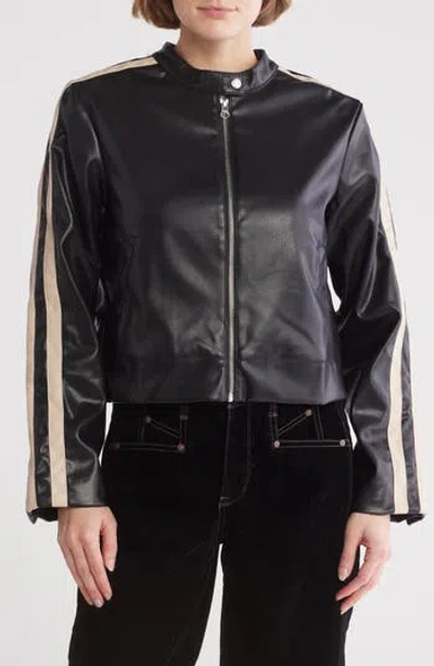 Democracy Faux Leather Biker Jacket In Black