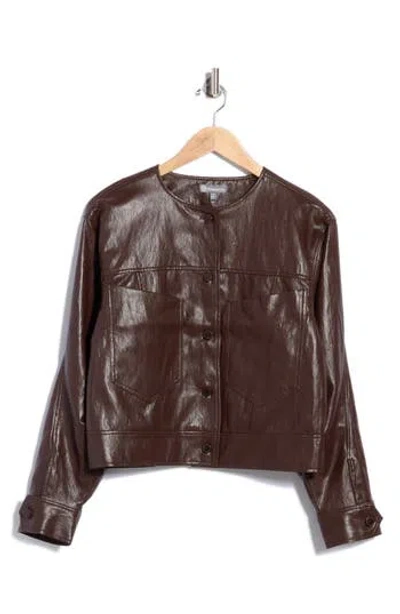 Democracy Faux Leather Jacket In Brown