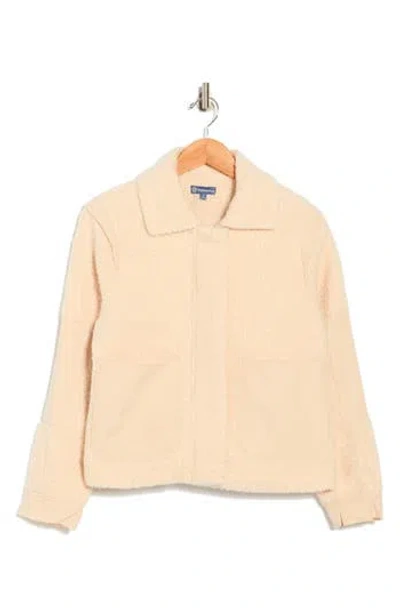 Democracy Faux Shearling Zip Front Jacket In Neutral