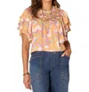 Democracy Floral Ruffle Top In Biscotti In Multi