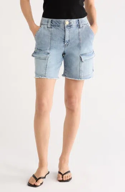 Democracy Fray Hem Cargo Shorts In Blue