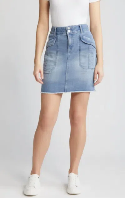 Democracy Fray Hem Denim Skirt In Blue