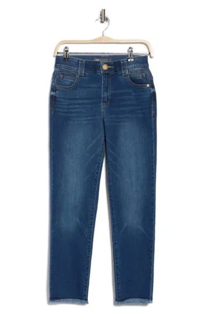 Democracy Fray Hem Slim Straight Jeans In Blue