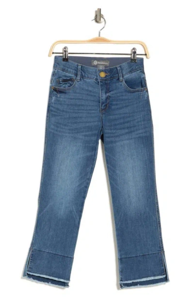 Democracy Frayed Hem Crop Kick Flare Jeans In Blue