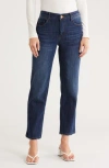Democracy Grinded Hem Straight Leg Jeans In Blue