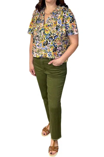 Democracy Herb Itty Bitty Flare Crop Pants In Multi